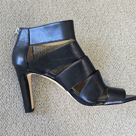 Michael Kors Black Leather Gisele Open Toe Caged Heels - Size 7 - Picture 10 of 16